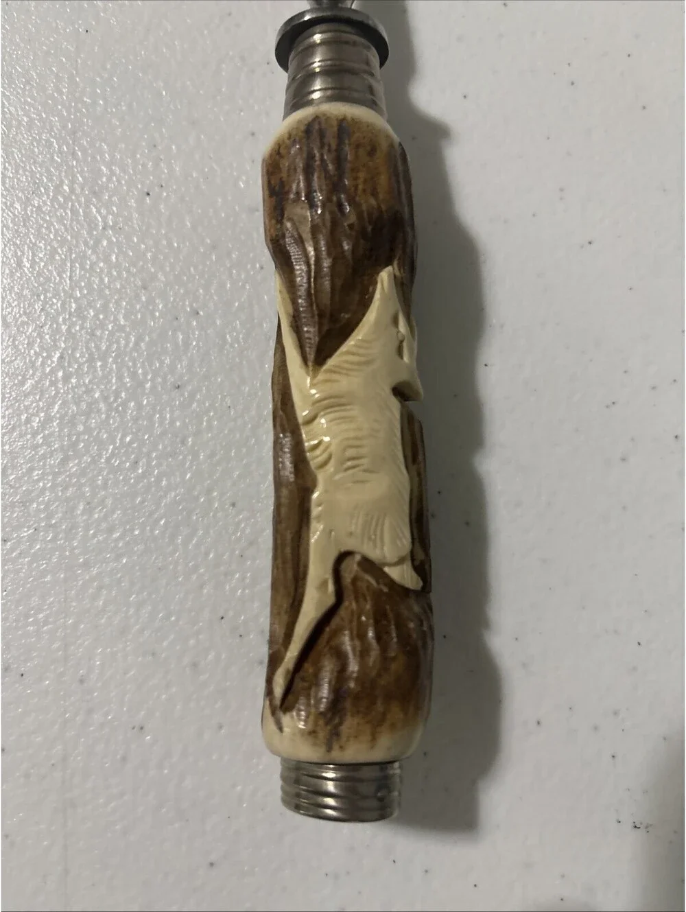 Baron Solingen German Carving Fork Stag Antler Carved Handle EUC Vintage